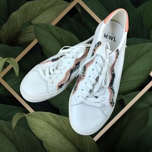 Madewell Low top White and Pink Sneakers Snakeskin Embossed Leather Design